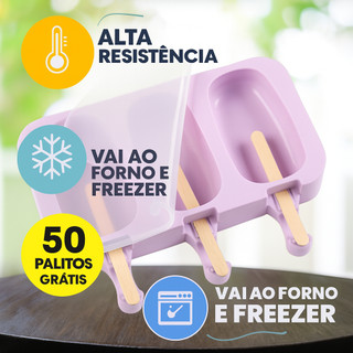 Forma de Picolé Molde Saudavel Com Tampa Divertido Para toda Familia Com 50 Palitos Gratis