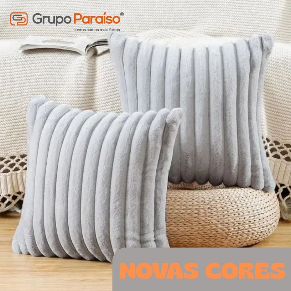 Kit 5 Capas de Almofada 45x45cm Pelúcia Fofão Macia - Diversas Cores