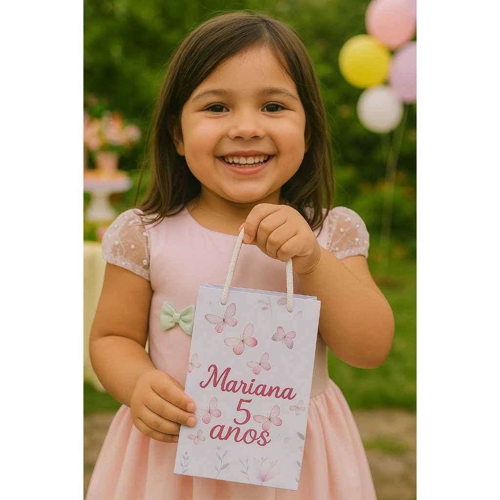 Sacolinha Personalizada Jardim Encantado Pegue e Monte Sacola Lembrancinha de Aniversário Jardim