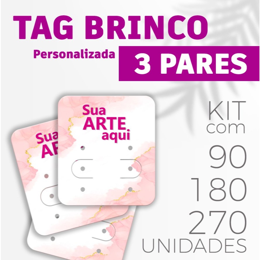TAG BIJUTERIA |  3 PARES DE  FUROS BRINCO | PERSONALIZADO | ALTA QUALIDADE DE IMPRESSO