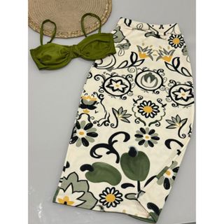 Saia Mídi Inspiração Fa em Malha Canelada  saia feminina midi estampada tucano estampa tropical flores tendencia midy em Oferta na Shopee