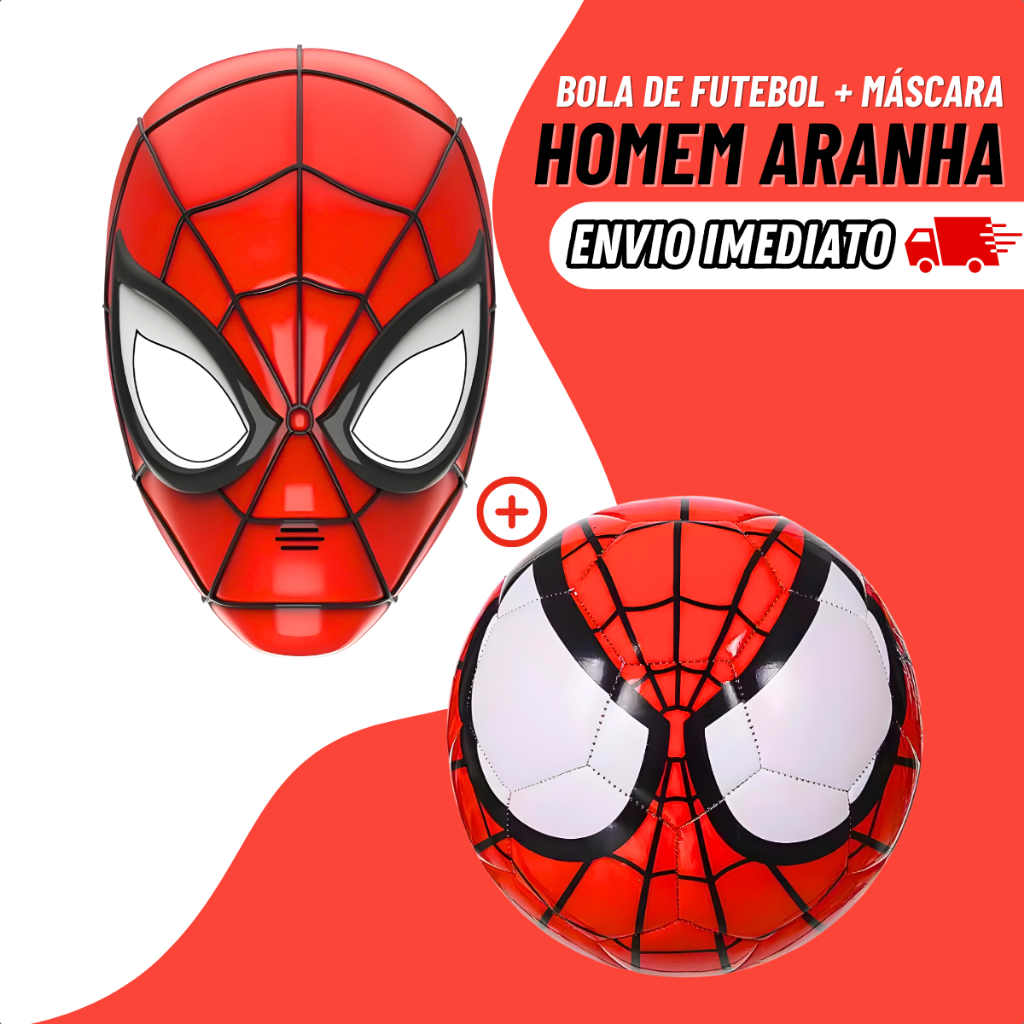 Kit Bola Do Homem Aranha Vermelha de Futebol + Máscara Spider Man Espetacular Infantil em Oferta na Shopee