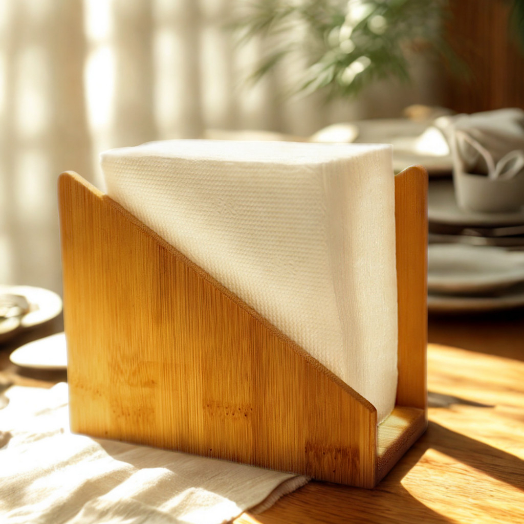 Porta Guardanapo de Bambu Grande para Mesa Suporte Madeira em Oferta na Shopee