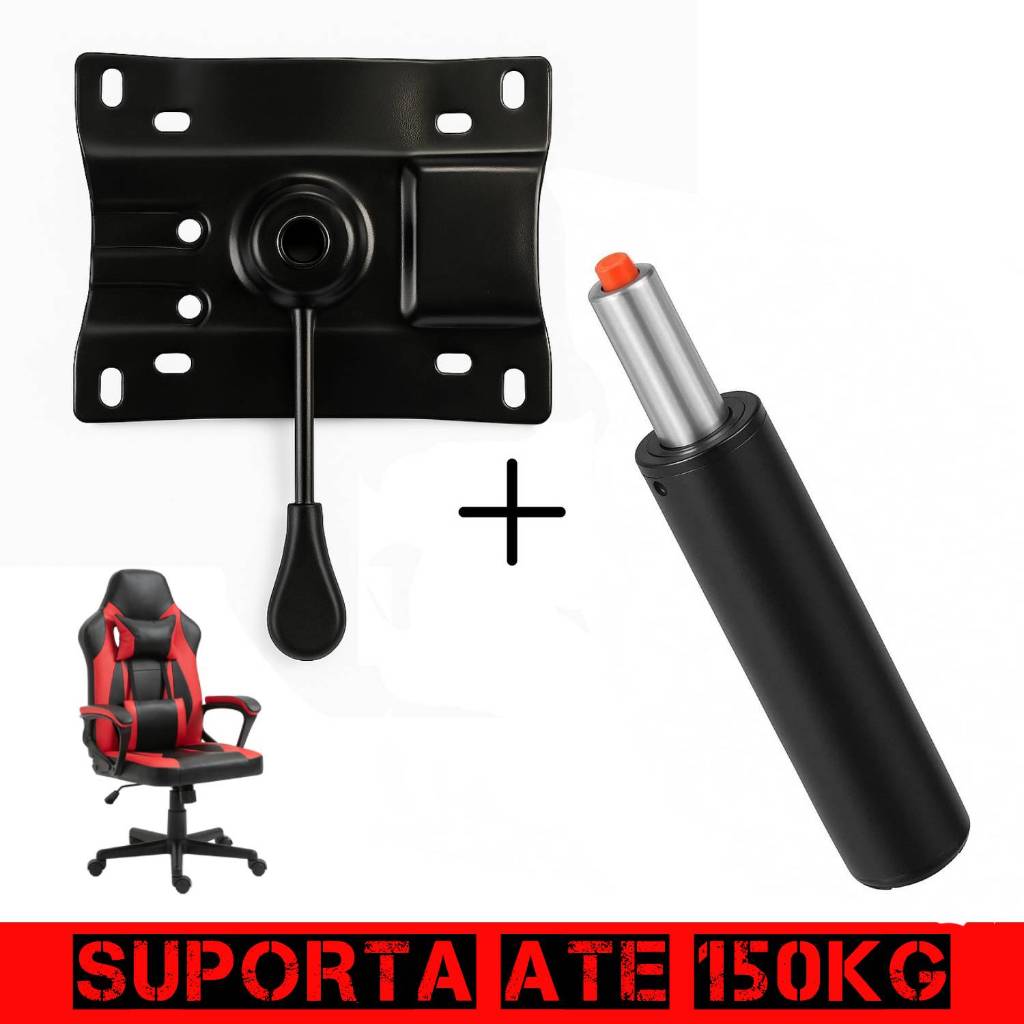 Kit Flange Reforçada Gamer Universal p/ Cadeira – Aço Suporta até 150kg | Opção com Pistão Premium
