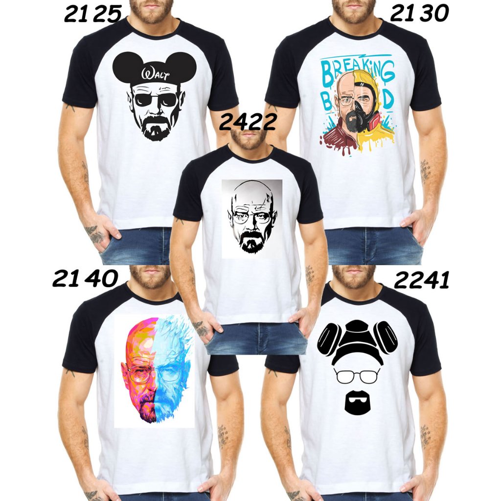 camiseta breaking bad diversas estampas unissex série walter whit