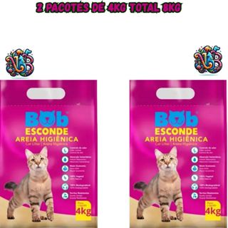 Kit 8kg Areia Higiênica Natural Biodegradável BOB ESCONDE Extrato Mandioca Sem cheiro Branca Gatos em Oferta na Shopee