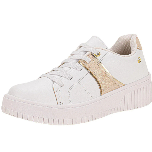 TÊNIS FEMININO CASUAL BEIRA RIO BRANCO E BEGE
