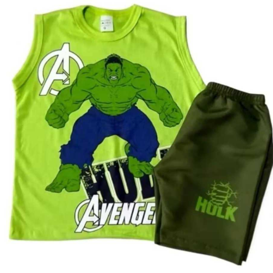 Conjunto infantil verão Bermuda e Regata Personagens e Heróis Roupas de menino top de linha