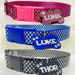 Coleira para cachorro de grande porte com plaquinha com nome telefone em Oferta na Shopee