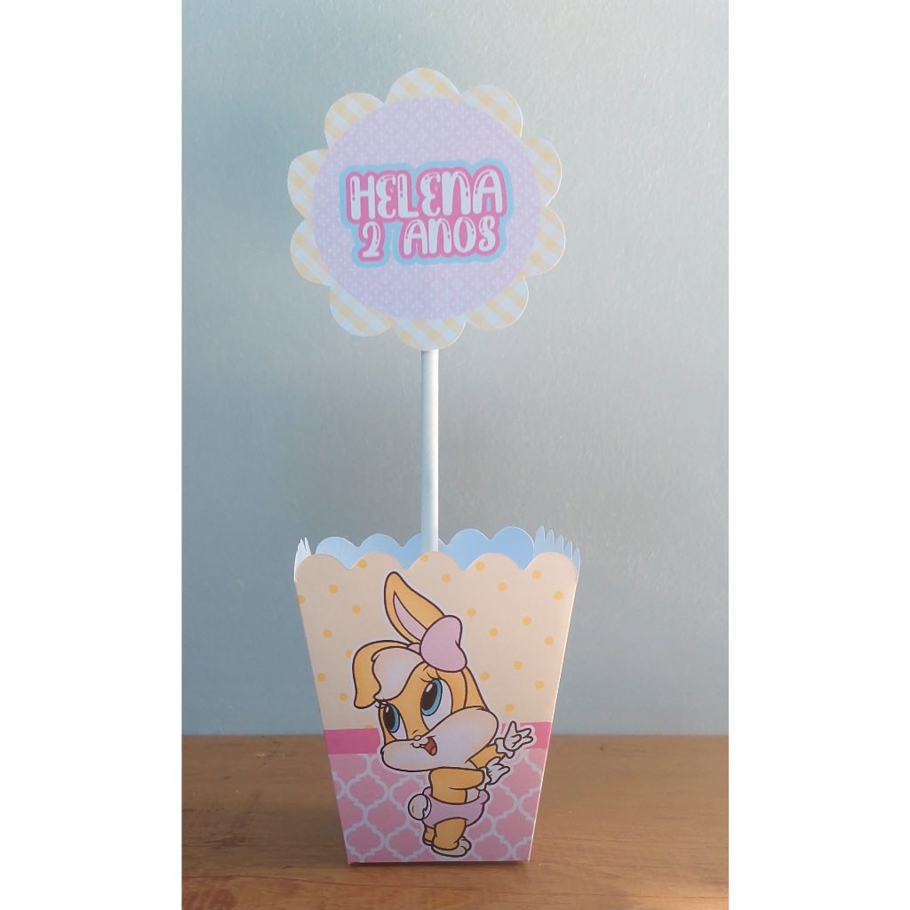 kit de 10  Centro de Mesa Personalizado Caixa Cachepot  Looney Tunes Menina Cachepô Enfeite Arranjo