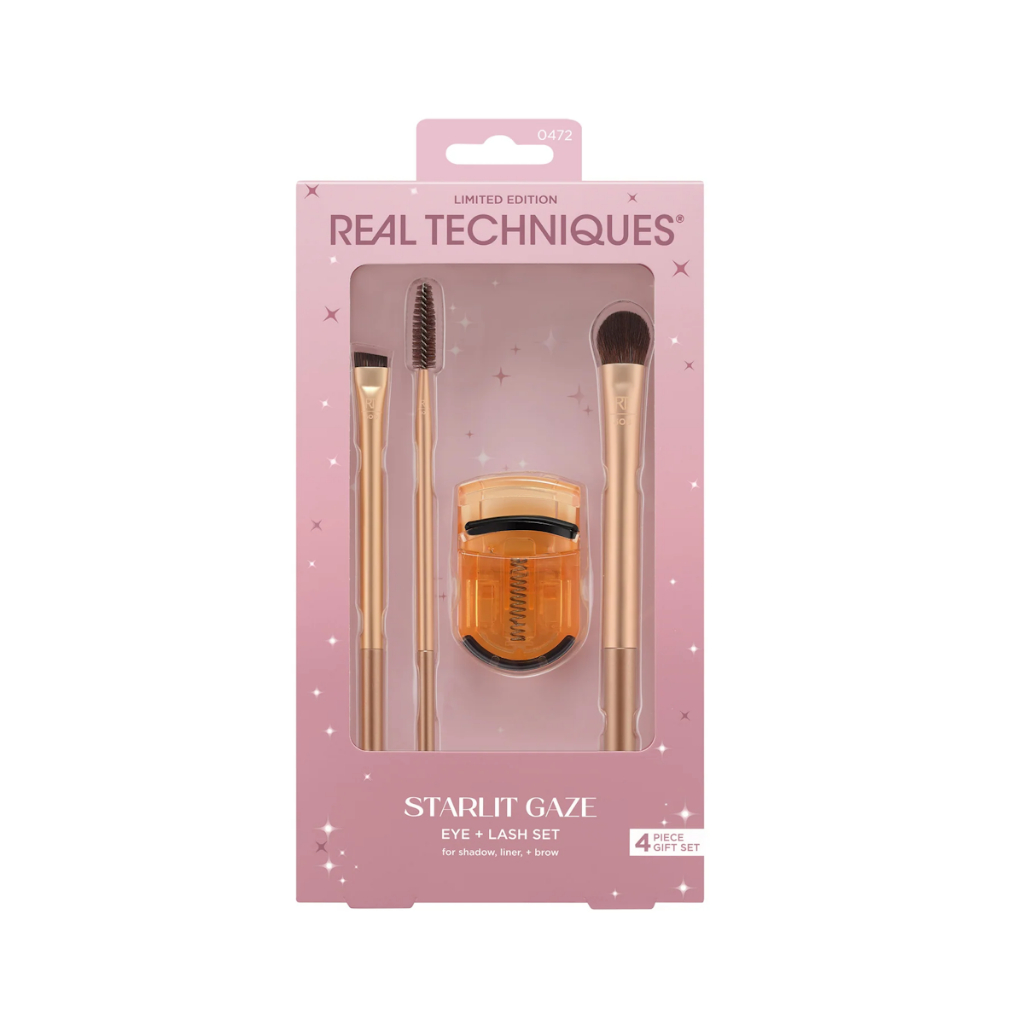 Kit Real Techniques Starlit Gaze Pincéis para Olhos e Curvador de Cílios Curvex - Edição Limitada