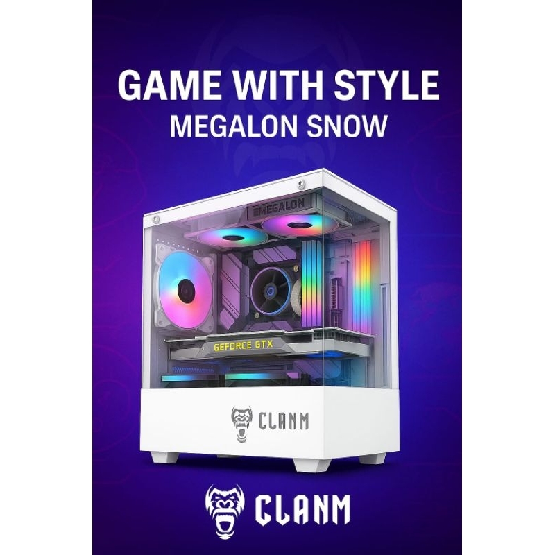 GABINETE GAMER SNOW MEGALON BRANCO - CLANM