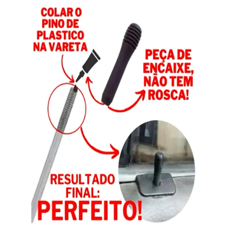 Detalhes do Par Pino trava porta VW Gol G3 G4 Saveiro Parati Santana - Pino Haste Fechadura destrava Rosqueados