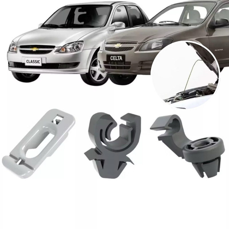Kit Presilha Fixação Haste Vareta Capô Celta 2001 a 2012 Classic Prisma em Oferta na Shopee