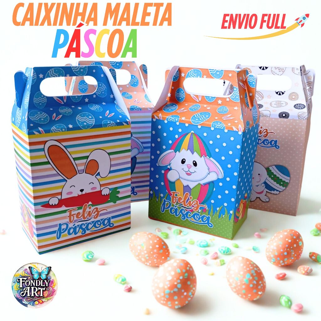 Kit Caixinha para páscoa - embalagem personalizada de páscoa - Caixinha maleta páscoa! Envio em 24hs