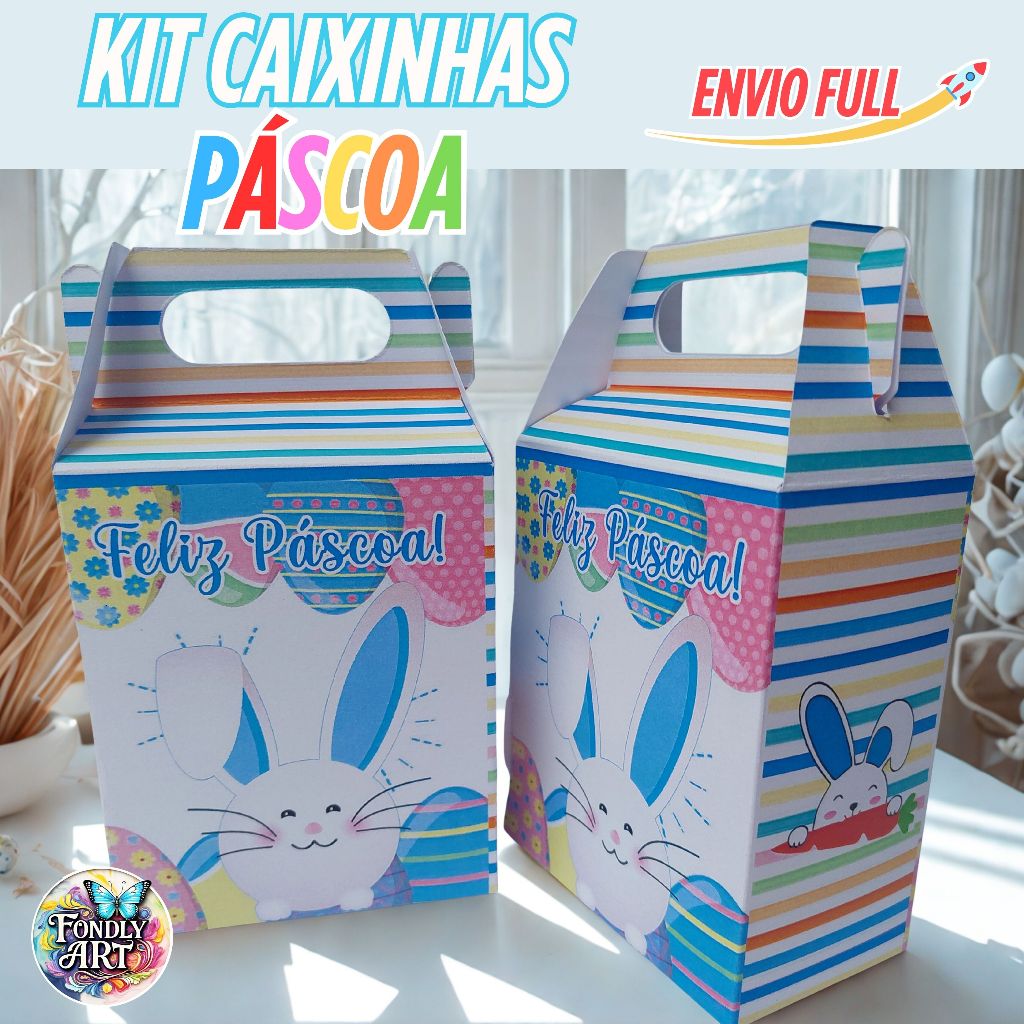 Caixinha de Páscoa kits 10 a 40 unidades - Caixa maletinha personalizada para páscoa - ENVIO FULL