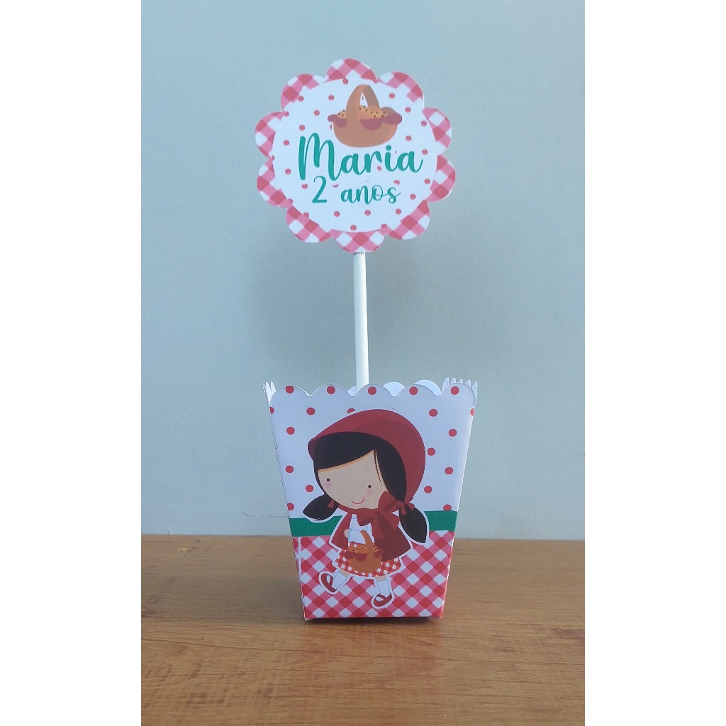 kit de Centro de Mesa Personalizado Caixa Cachepot  Chapeuzinho Vermelho Cachepô Enfeite Arranjo