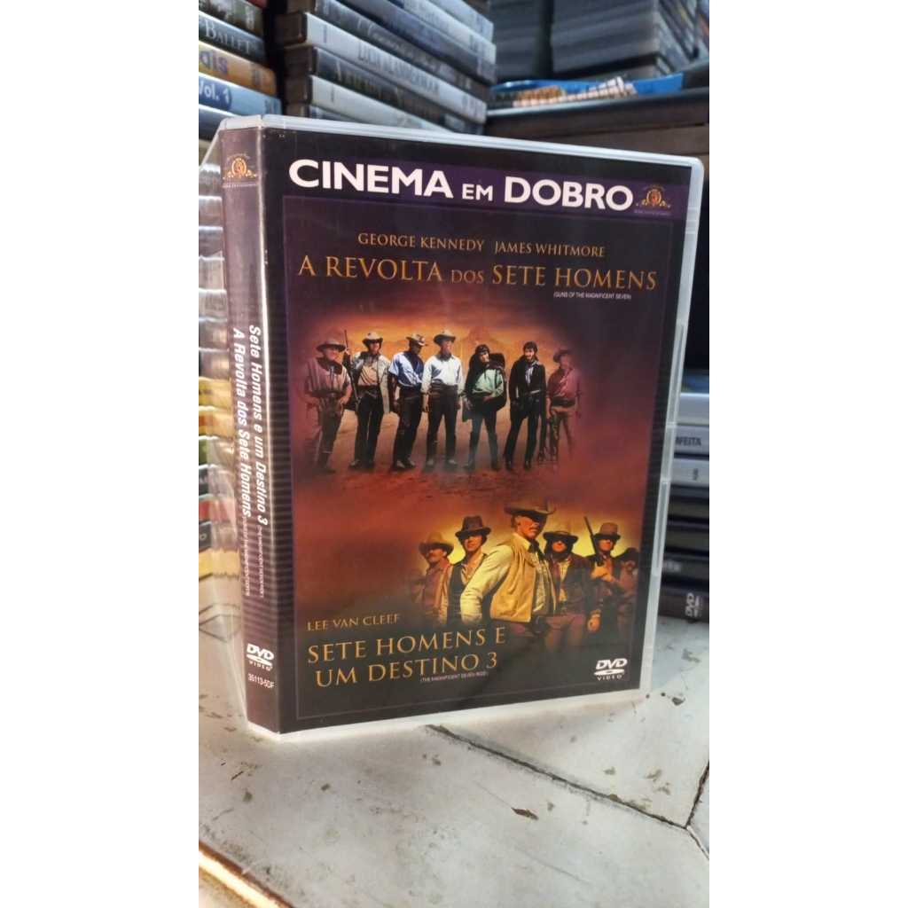 Dvd Cinema em Dobro - A Revolta dos sete homens - Sete Homens e um destino 3 -NOVO-2 filmes em 1 Dvd lee van george RARO