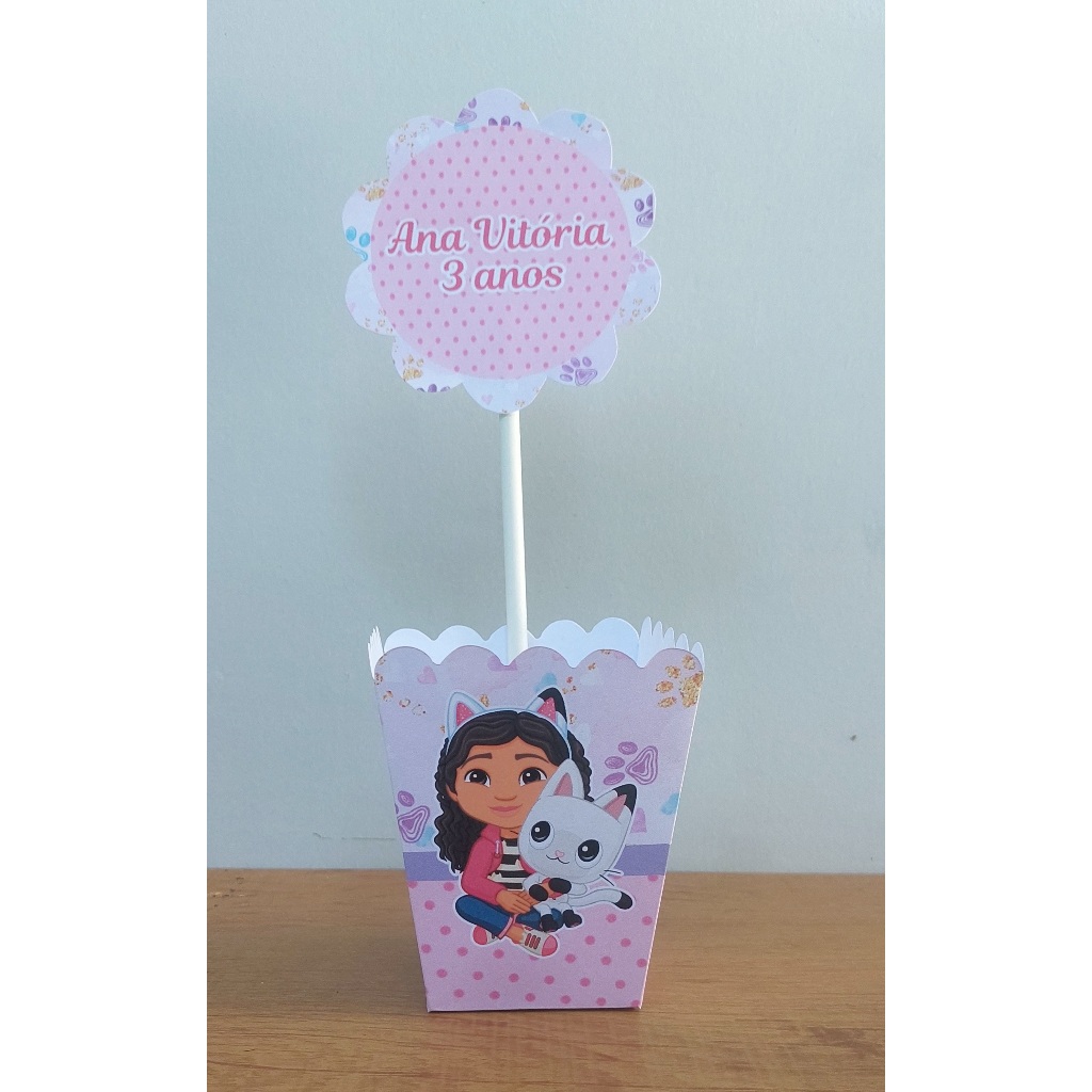 kit de Centro de Mesa Personalizado Caixa Cachepot  Casa Magica da Gabi Cachepô Enfeite Arranjo