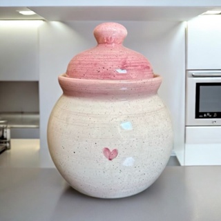 Pote Bola com Tampa em Cerâmica Pintado a Mão em Oferta na Shopee