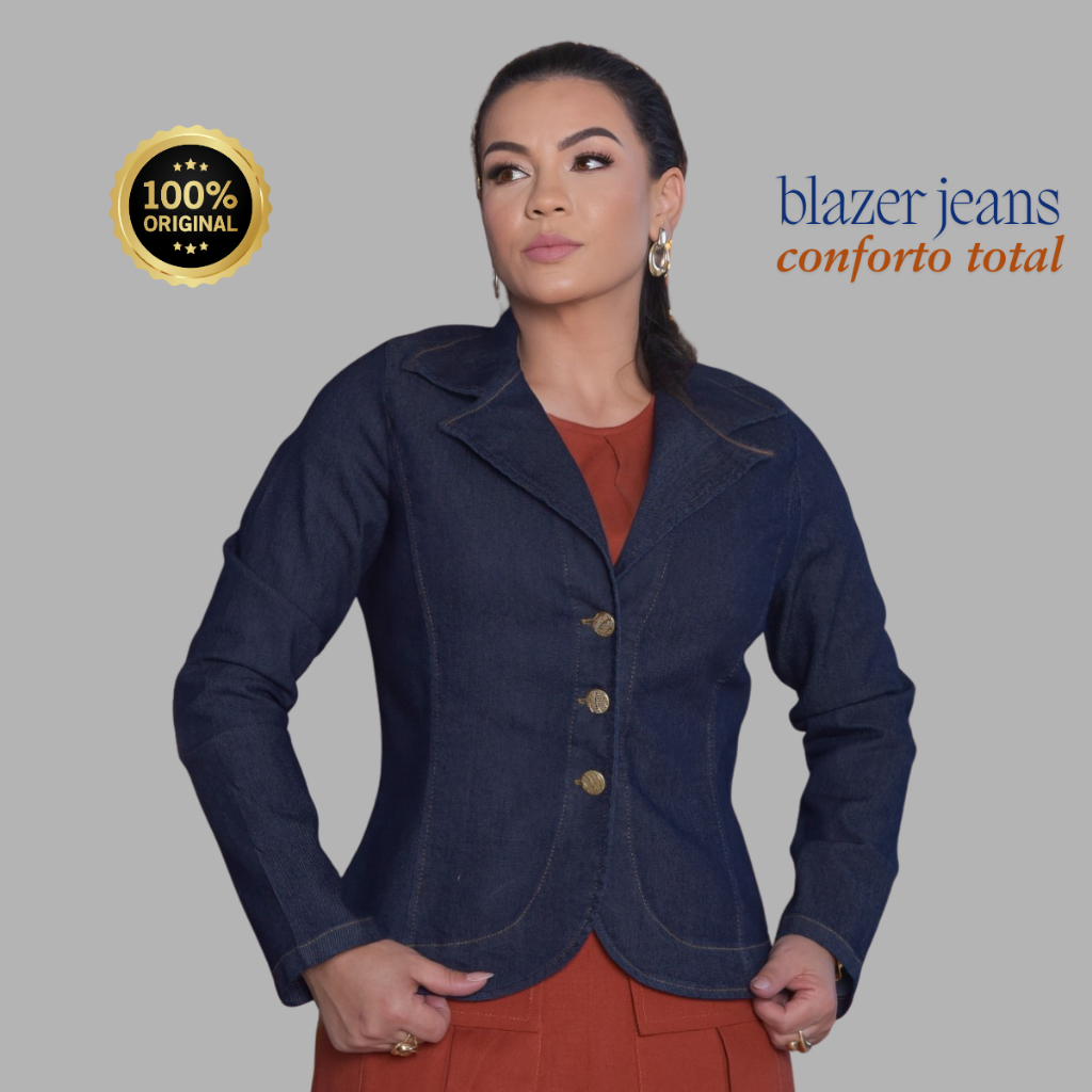 jaqueta feminina casual, blazer social, casaquinho jeans confortável