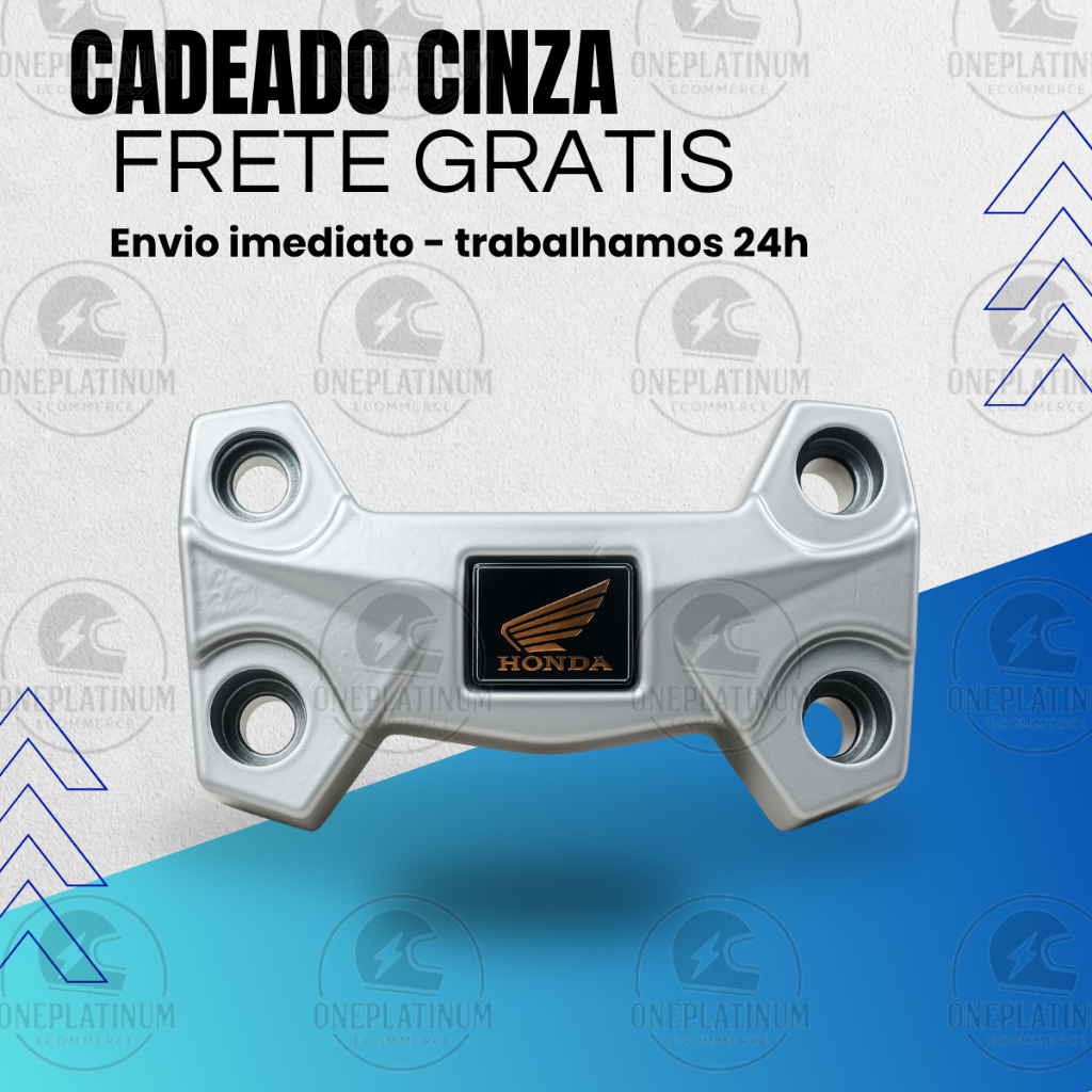 Cadeado Mesa do Guidao - Titan Fan Start Cg150/160 Prata Brilhoso e Polido + Brinde Adesivo Honda