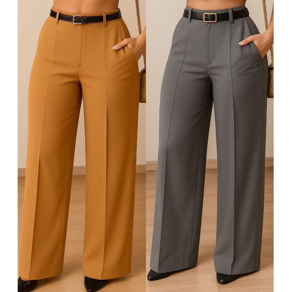 CALÇA PANTALONA CON CORTE ALFAIATARIA  SOCIAL  E MINIMALISTA  ESTAMOS DE PROMOÇÃO