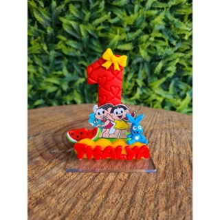 vela personalizada MAGALI E MONICA LAÇO VERMELHO OU VERDE COM PAVIO! em Oferta na Shopee