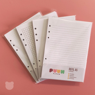 Refil Fichário Caderno Argolado 6 furos 50 Folhas A5 - Pautado, Quadriculado, Pontilhado, Liso em Oferta na Shopee