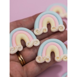 Aplique Arco íris - delicado para laço - Aplique cute - miniatura em biscuit
