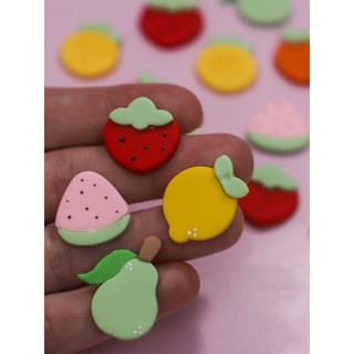 Kit de frutinhas sortidos - miniaturas em biscuit - apliques de laço