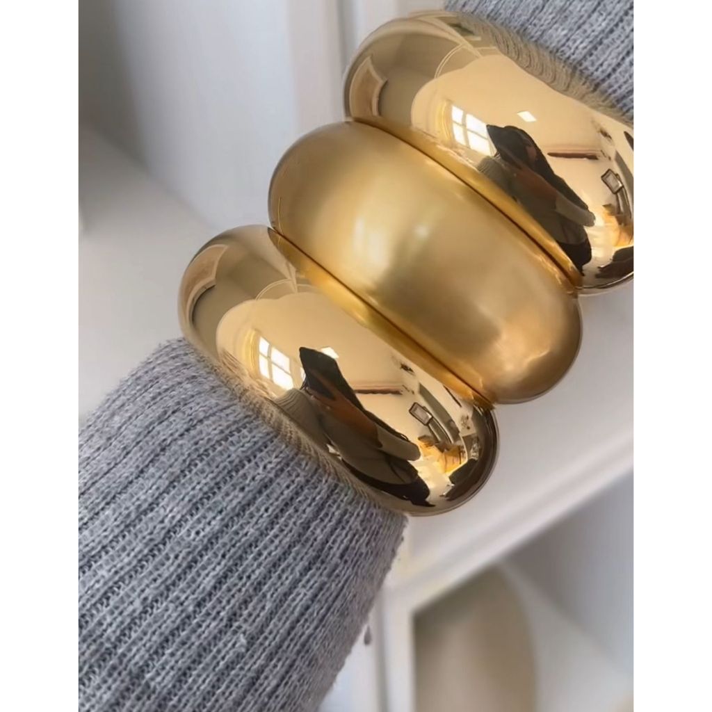 Kit 3 Braceletes Bolds Mais Vendidos Prata Dourado Maximalista Elegante