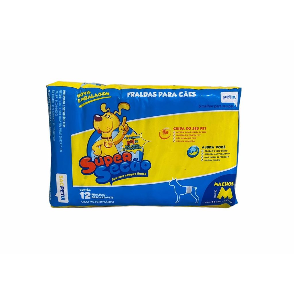 Fralda Super Secão Pet Descartável para Macho M 12 Un Total em Oferta na Shopee