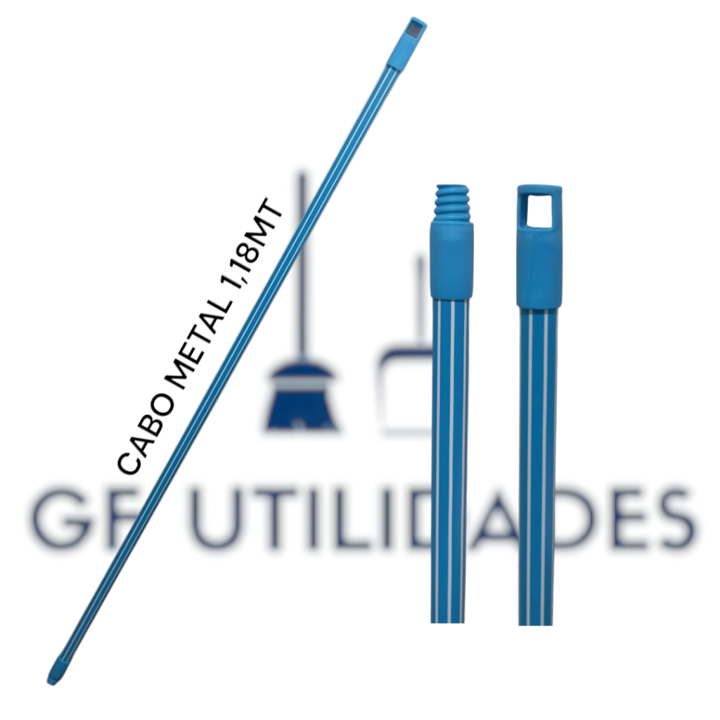 Kit Cabo de Vassoura Rodo 1,18cm Condor Metálico Plastificado Rosca e Pendurador