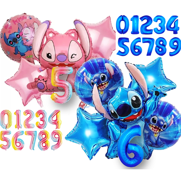 Kit 6 Balões Stitch e Angel  Metalizados – Festa Infantil, Decoração e Aniversário 🎈 em Oferta na Shopee