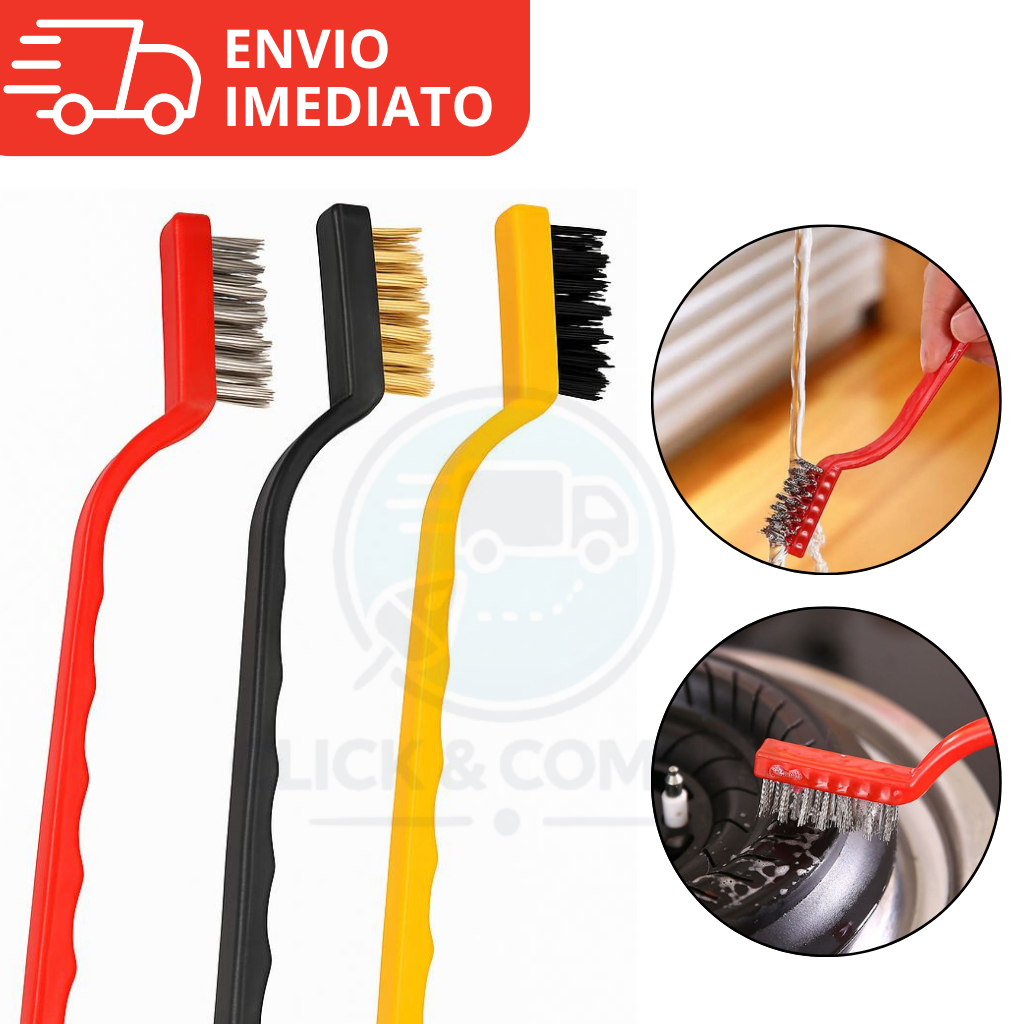 KIT Escova de Aço Para Limpeza Multiuso Aço Latão Nylon Cabo Longo Forno Grelha Fogão Utensilio em Oferta na Shopee