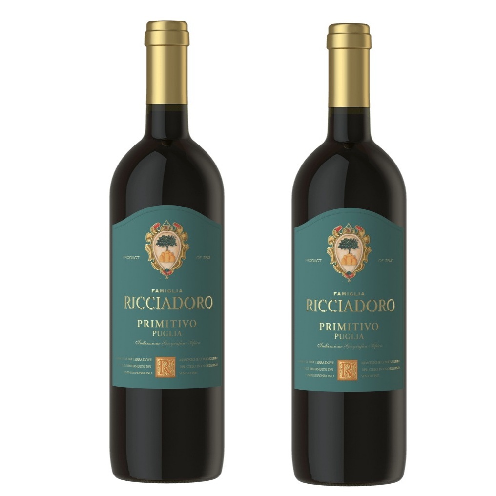 Kit 02 und Vinho Tinto Seco Italiano Ricciadoro Primitivo Puglia 750ml - Food & Beverages