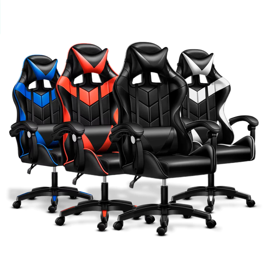 Cadeira Gamer Cadeira de E-Sports: Reclina 180°, Apoios Lumbar/Cabeça/Braços, Couro Sintético, Altura Ajustável-F19 — R$ 489,99 em Shopee