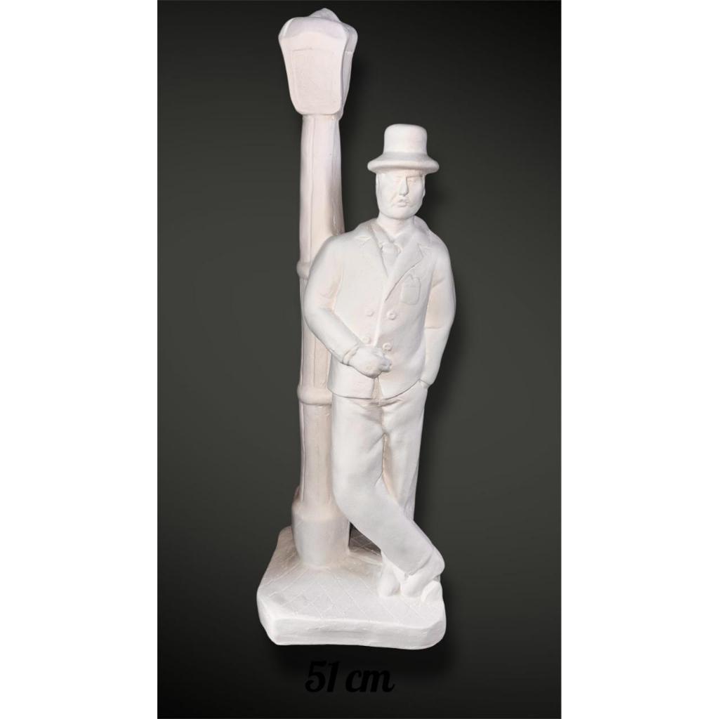 Imagem 51cm Exu Zé Pilintra no Poste em gesso crua para pintura