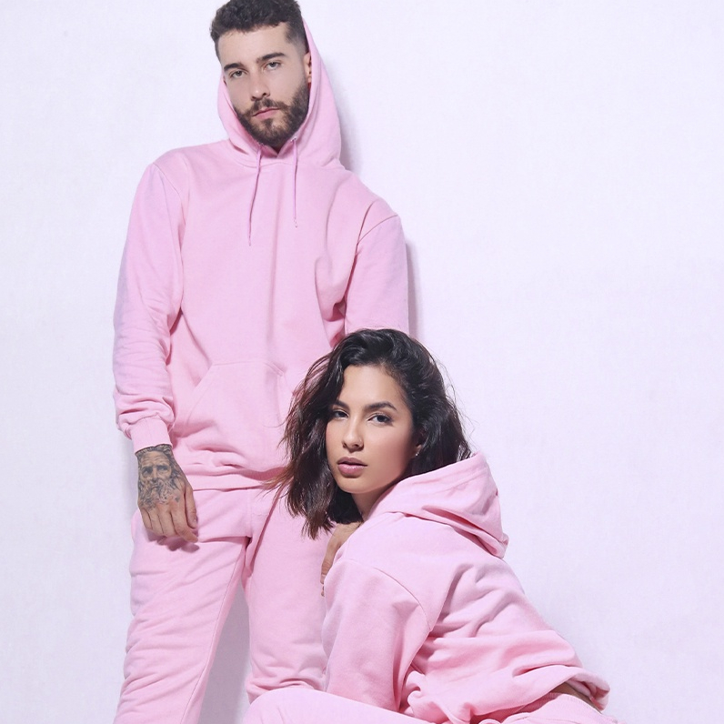 Moletom Liso Masculino e Feminino Cor Rosa Rose Blusa De Frio Canguru