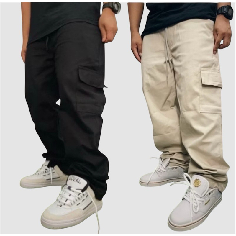 KIT 2 CALÇA CARGO UNISEX 6 BOLSO BOCA LARGA em Oferta na Shopee