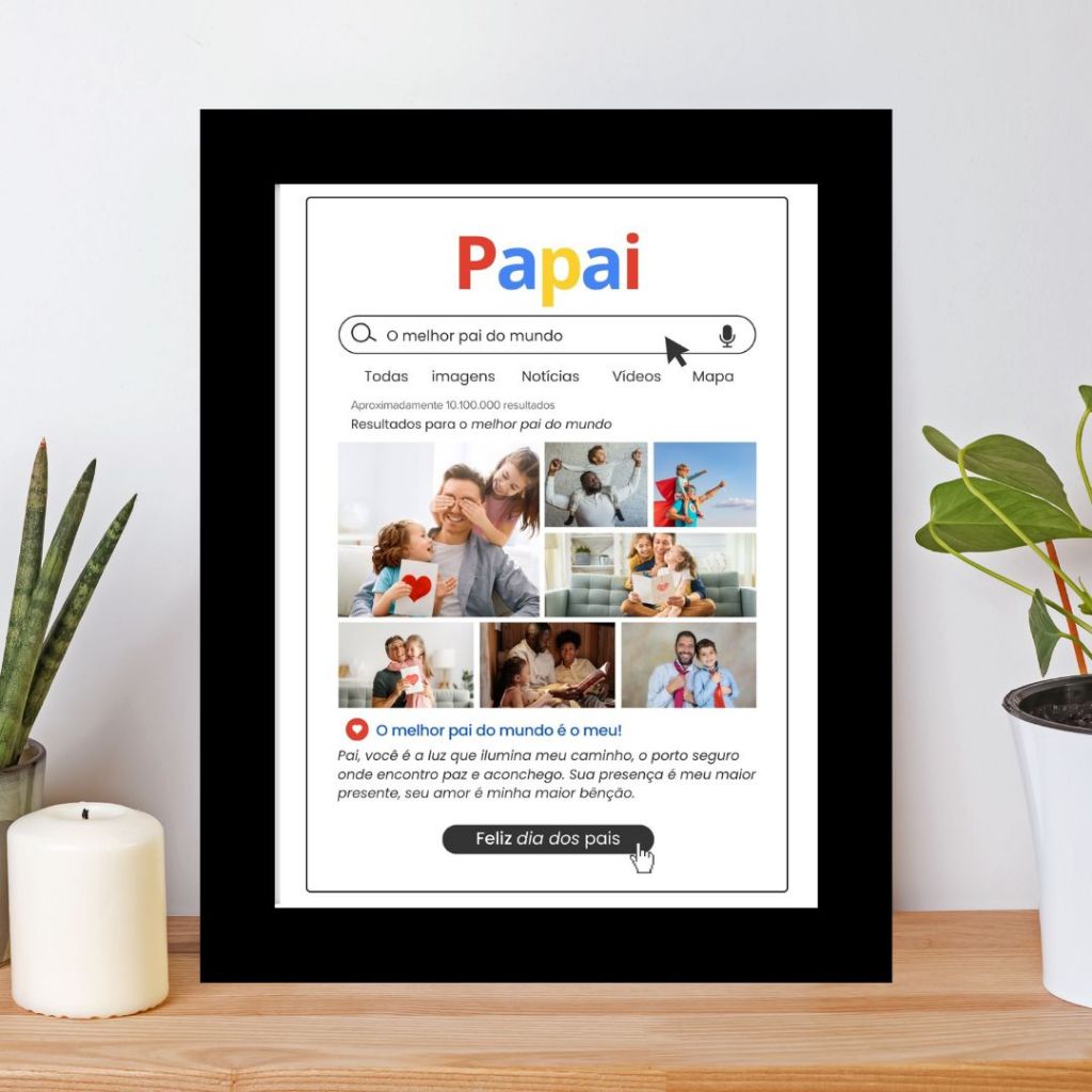 Quadro Personalizado com foto Dia dos Pais c/ vidro– Presente Criativo -decorativo imagem natal