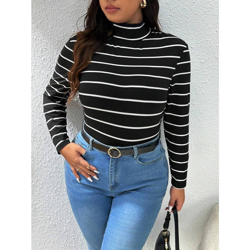 Blusa Manga Longa Feminina Gola Alta Cacharrel em Oferta na Shopee