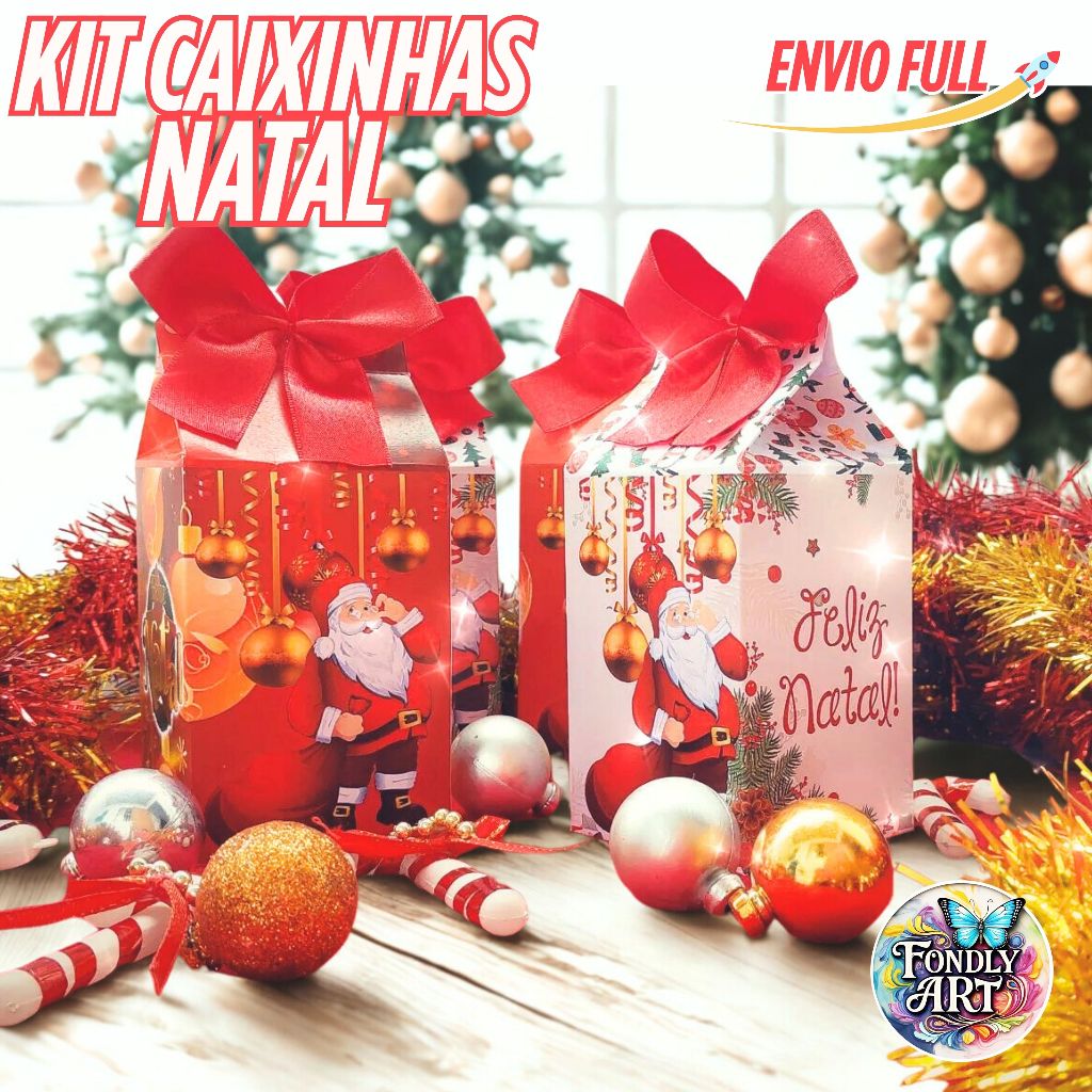 Kit 10 a 40 Caixas Milk Natal - Caixinha Milk Natalina - Caixinha personalizada natal