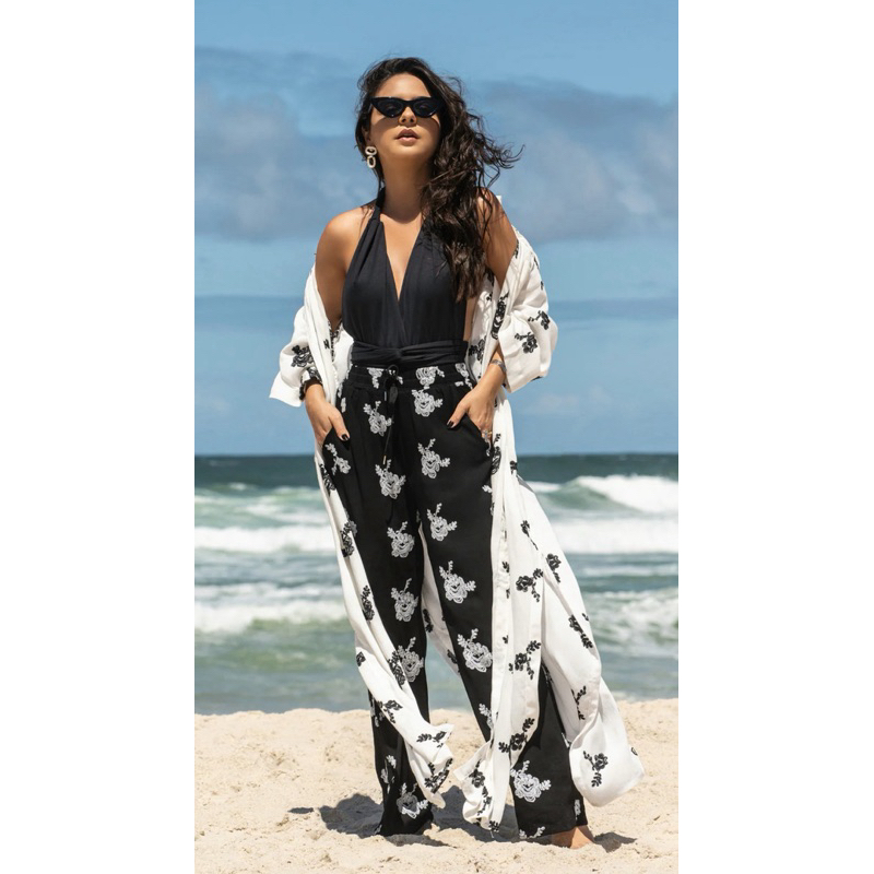 Chemise Bordada Manga Longa e Calça Bordada
