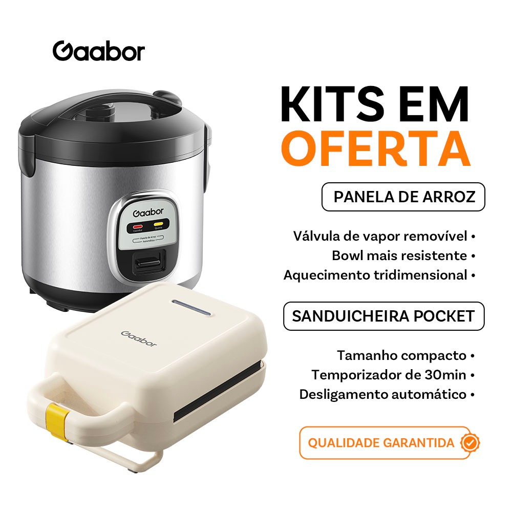 [Venda em combo] Gaabor 1L Rice Cooker RC20M + Sanduicheira Elétrica Assadeira Removível SM60M