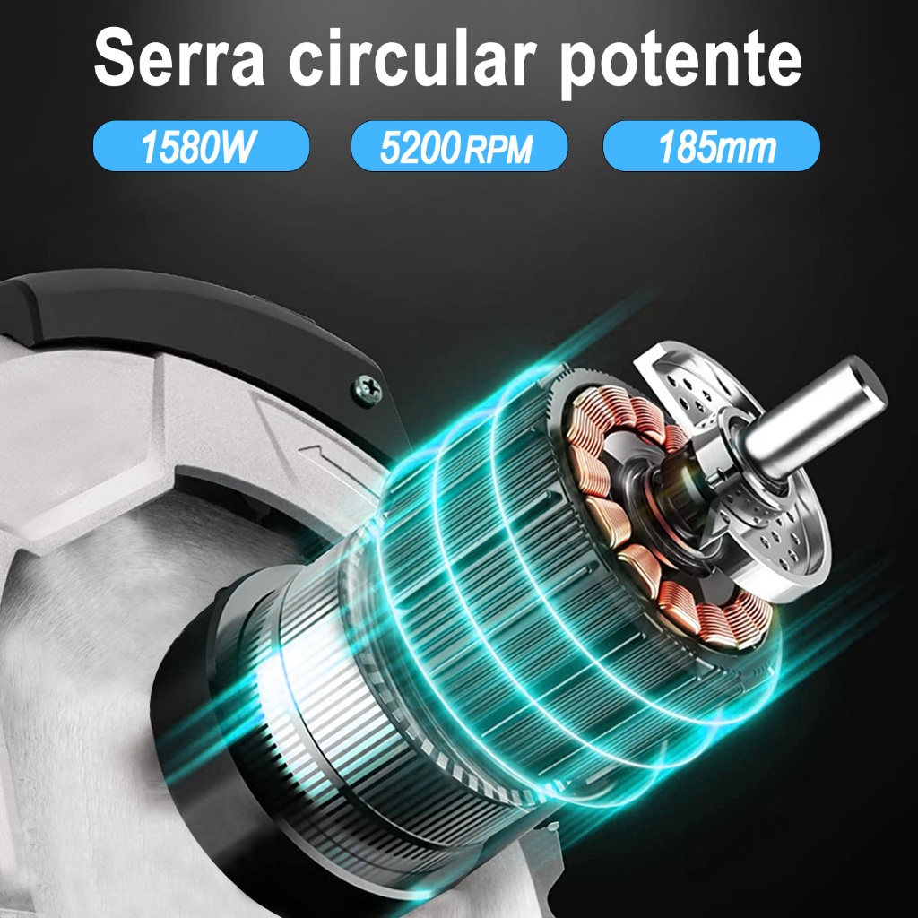 110v/220v Serra Circular Profissional 1580w para Madeira com Guia Laser E Disco, Dobevi · foto 2
