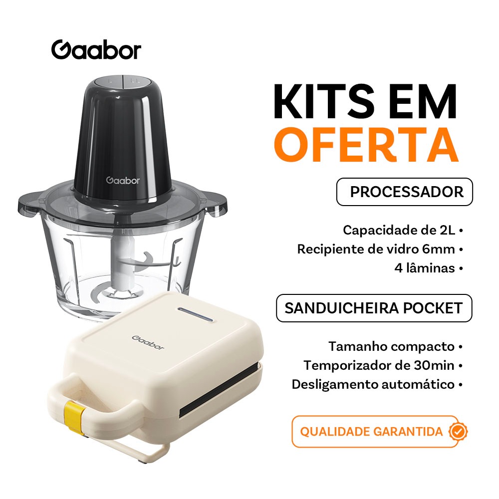 [Venda em combo] Gaabor Sanduicheira Elétrica SM60M + Moedor de carne 2L MG-15M02A Cozinha Conveniente Exclusiva