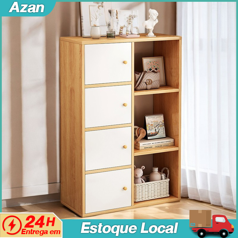 Armário de armazenamento de 3/4 camadas com porta, armário de arquivo, gaveta, estante, prateleira para livros