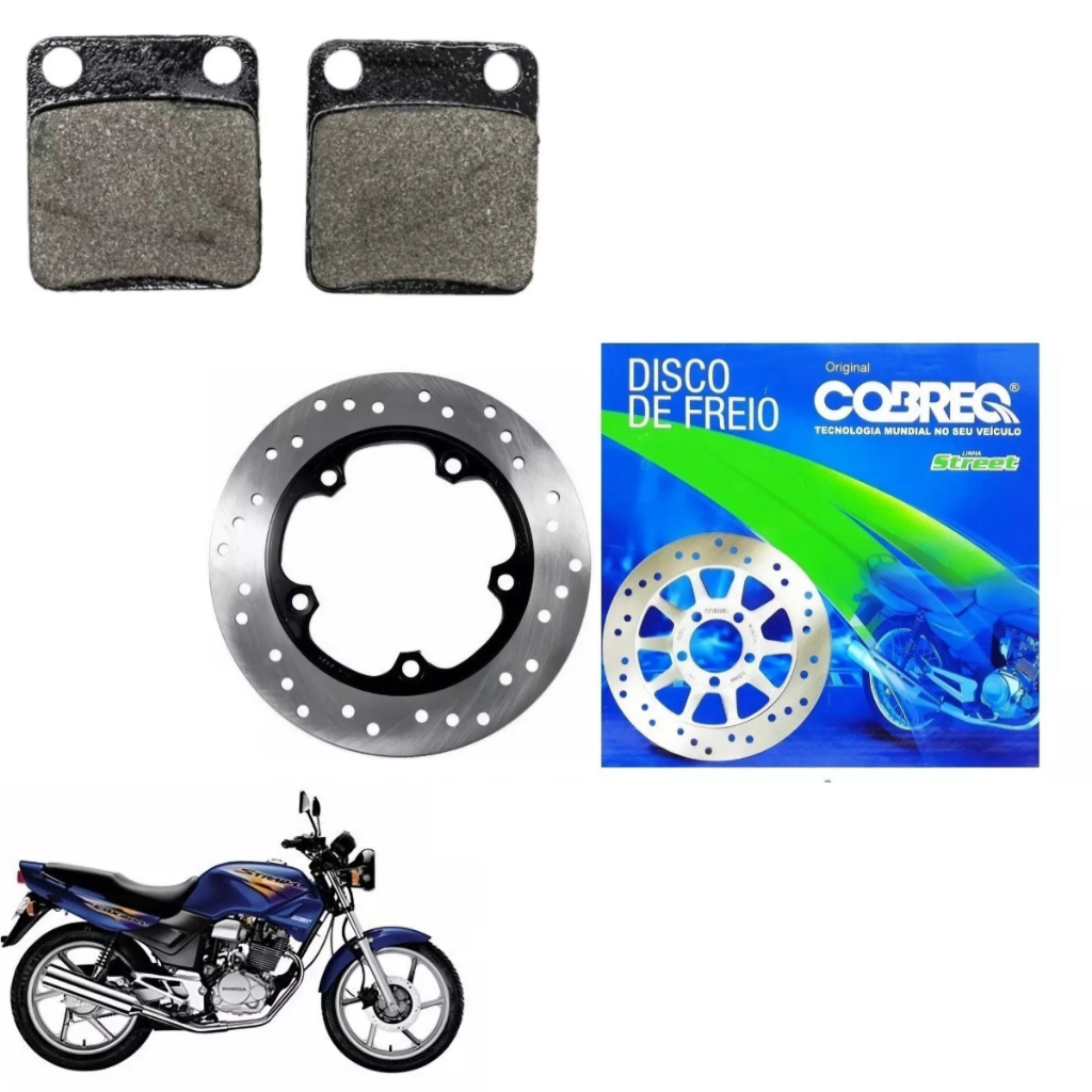Disco Freio Dianteiro + Pastilha Moto CBX 200 STRADA - CBX 150 AERO Cobreq Original Kit Completo